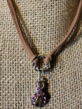 Breast Cancer Awareness Necklace with Pink Charms
